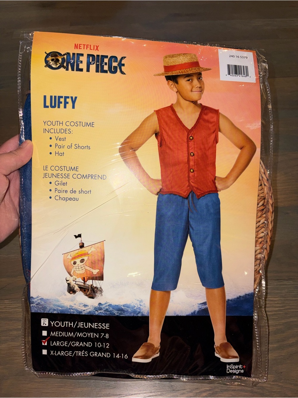NWT Netflix One Piece Luffy Costume Youth Large 10-12 Halloween Anime Cosplay